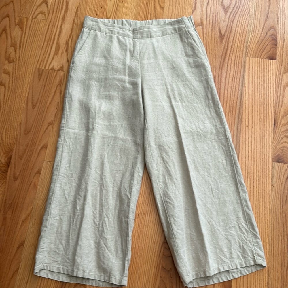 J. Jill Wide Leg Linen Blend Pants in Light Sage